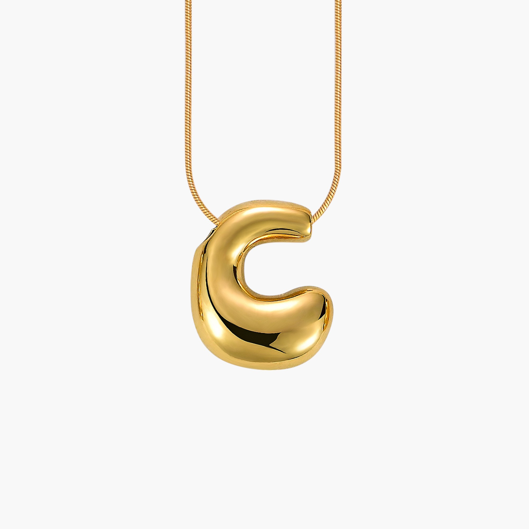 Collier avec initiales en forme de bulle dorée