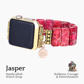 Scharlachrotes tibetisches Jaspis-Stretch-Apple-Watch-Armband