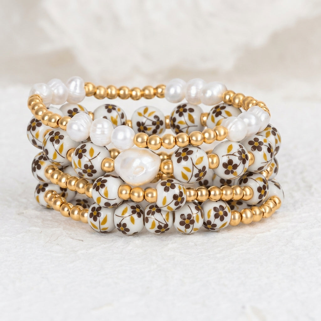 Porcelain Garden Golden Meadow Armbandset