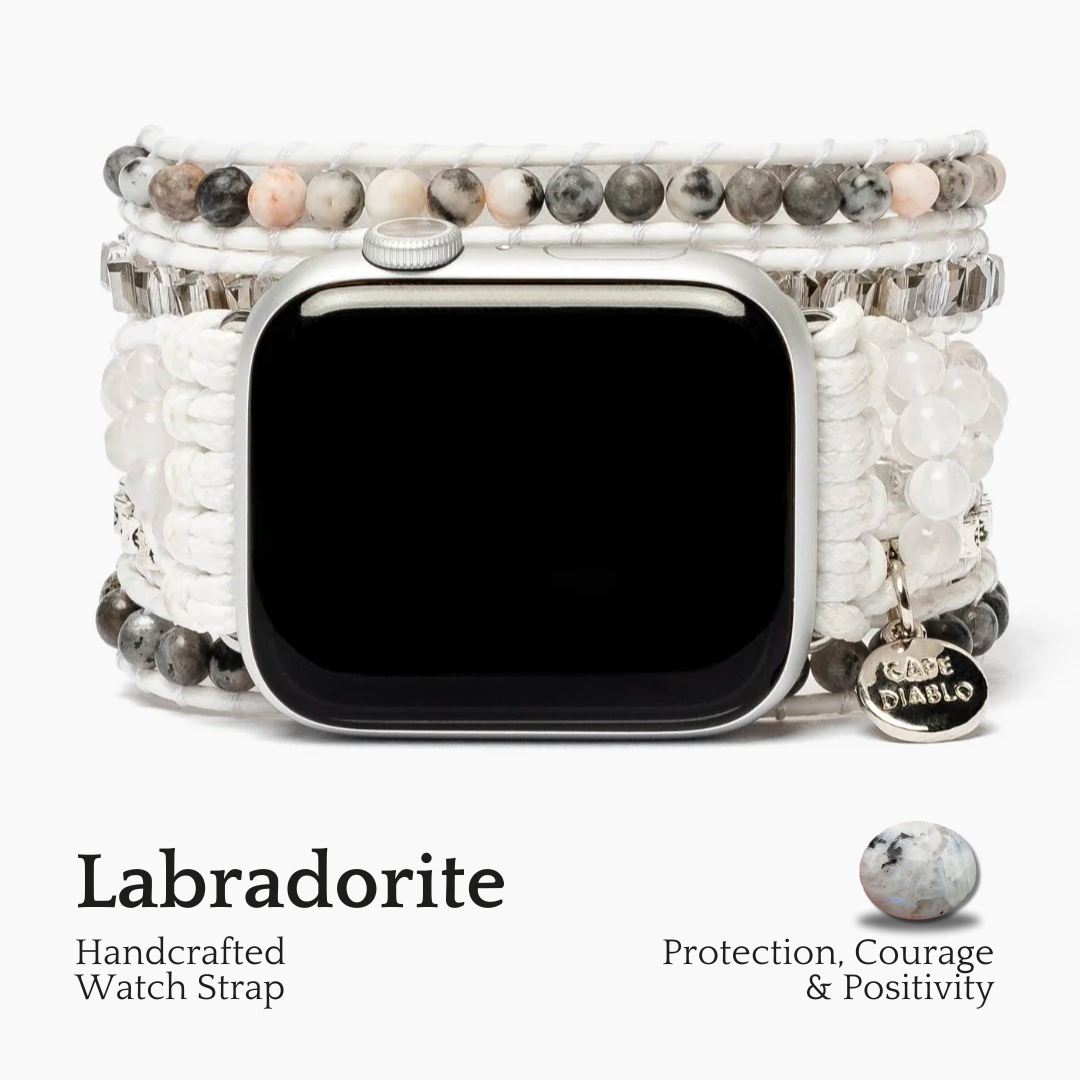 Bracelet de montre Apple en labradorite blanche