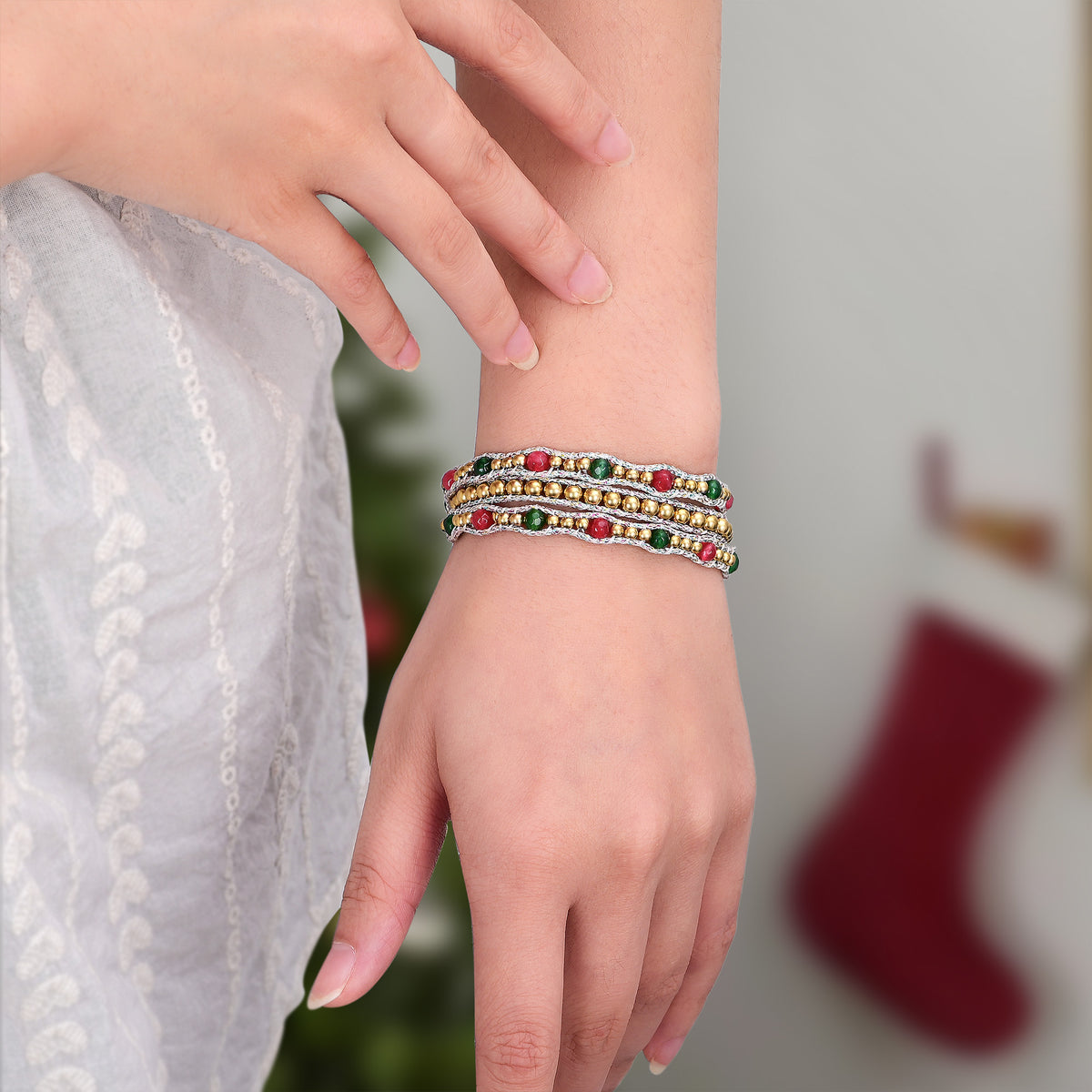 Bracelet enroulé éclat de Noël joyeux