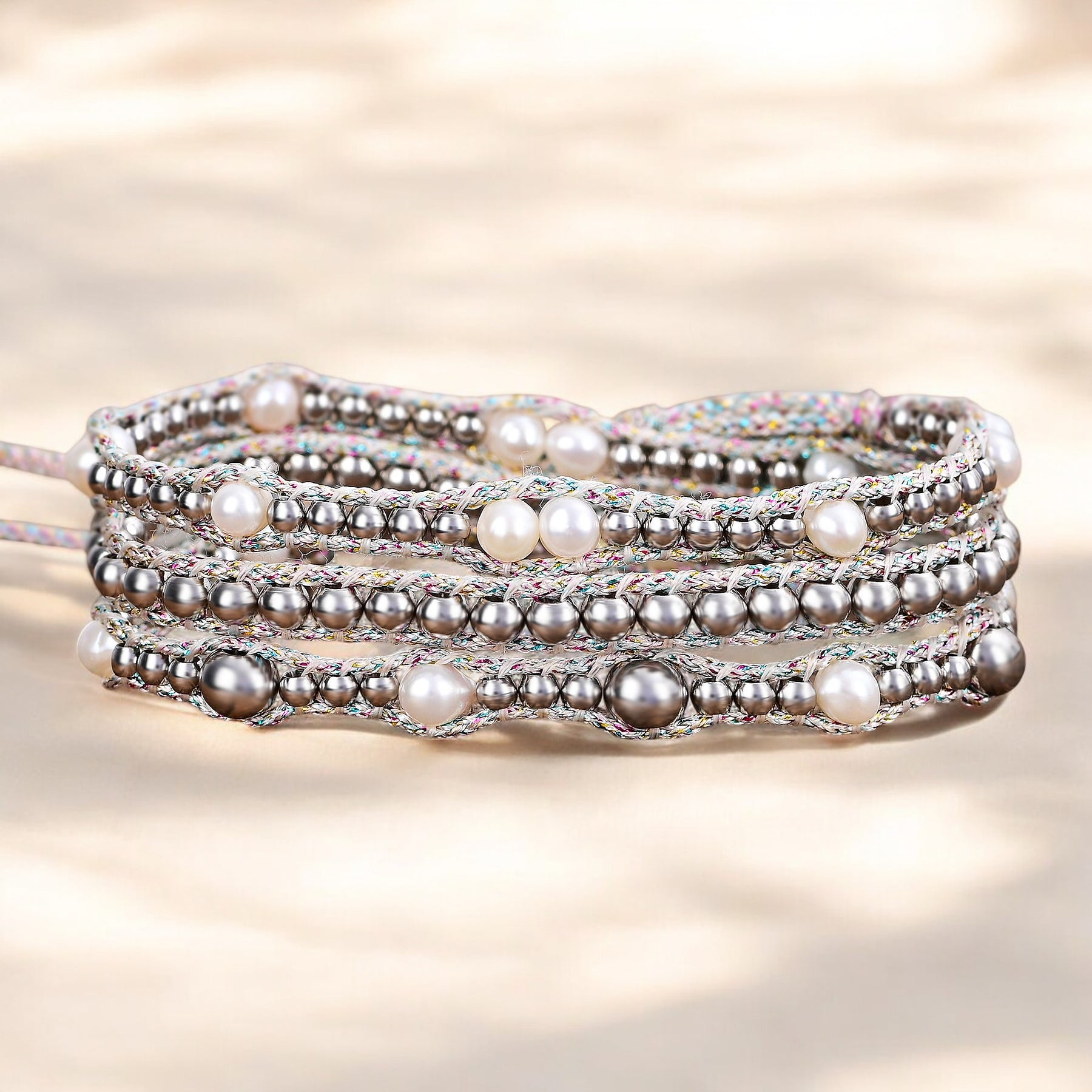 Glänzendes Perlen-Schutzwickelarmband
