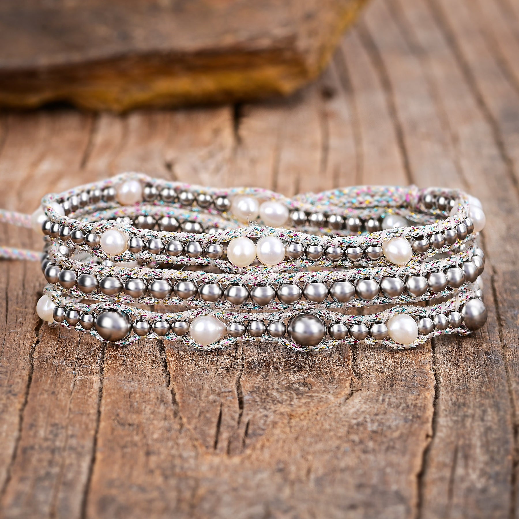 Bracelet de protection en perles brillantes