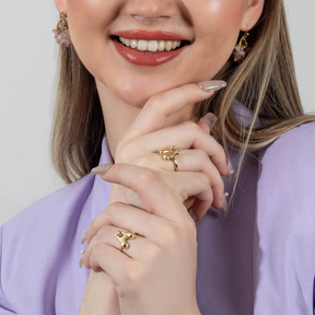 Bague Initiale Lettre Bulle Éclat Doré