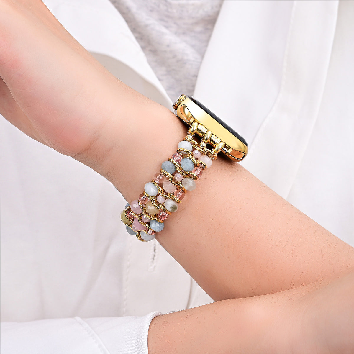 Bracelet extensible tressé Golden Dawn pour Apple Watch