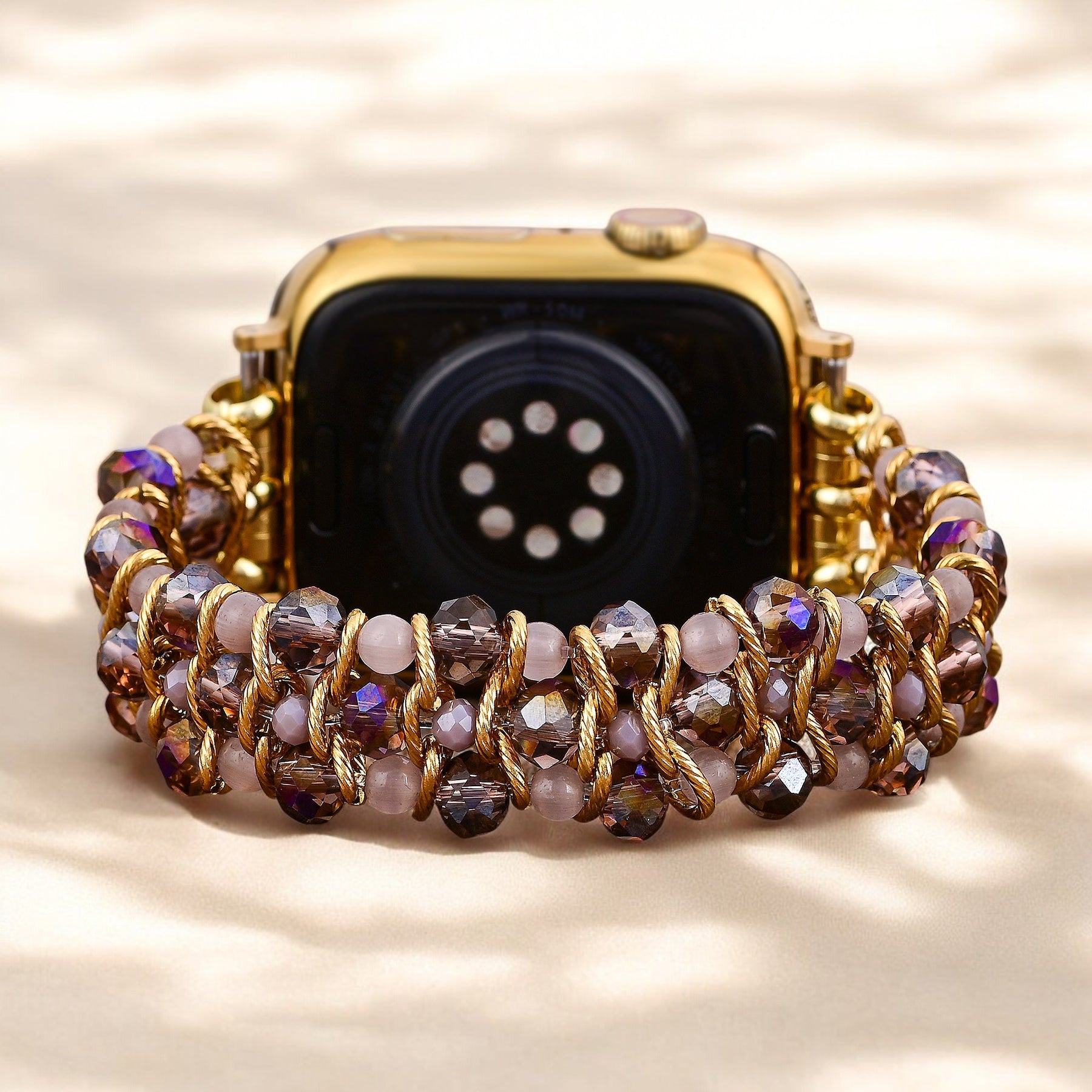 Golden Serenity Edelstein Geflochtenes Apple Watch Armband