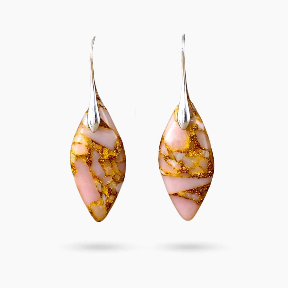 Goldene Pfirsichblätter-Jaspis-Ohrringe