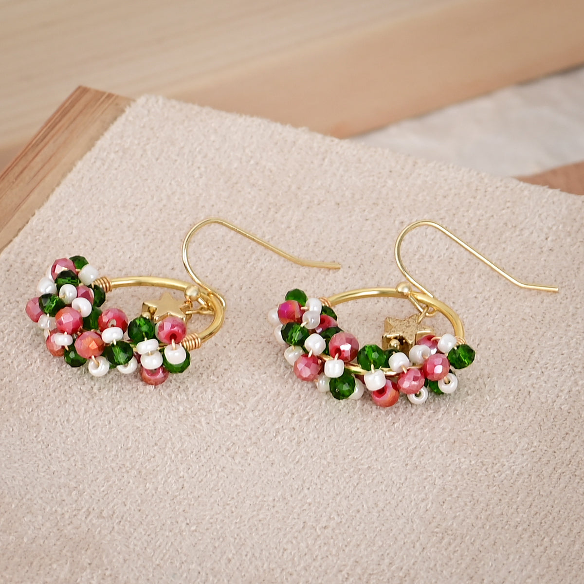 Boucles d'oreilles couronne de gui étoilée