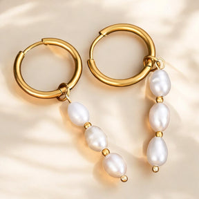 Boucles d'oreilles créoles en perles de cascade lustrées