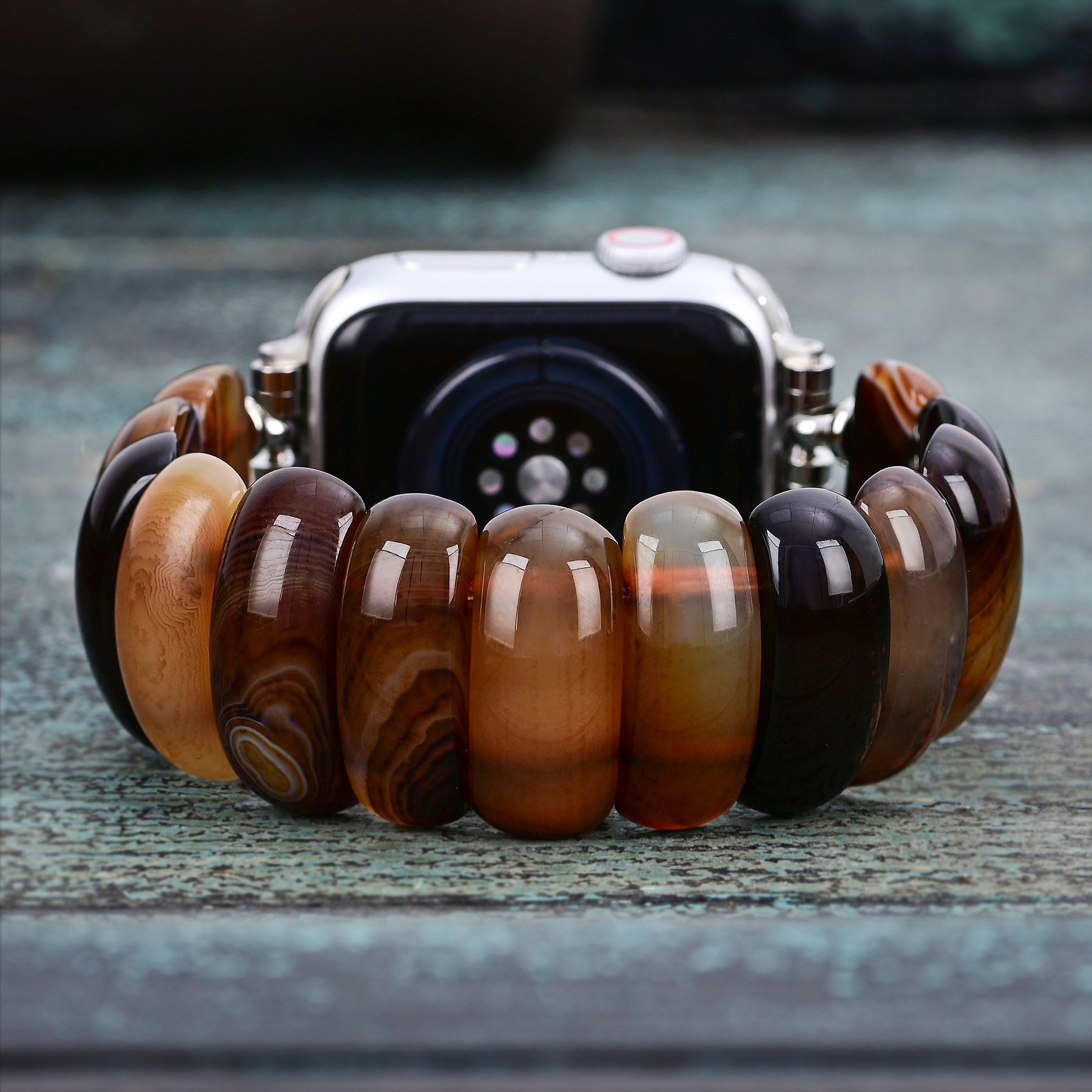 Bracelet Élastique en Agate Écarlate Apple Watch