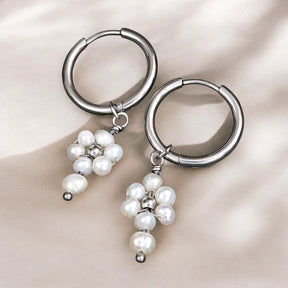 Boucles d'oreilles créoles en perles et agates Golden Grace