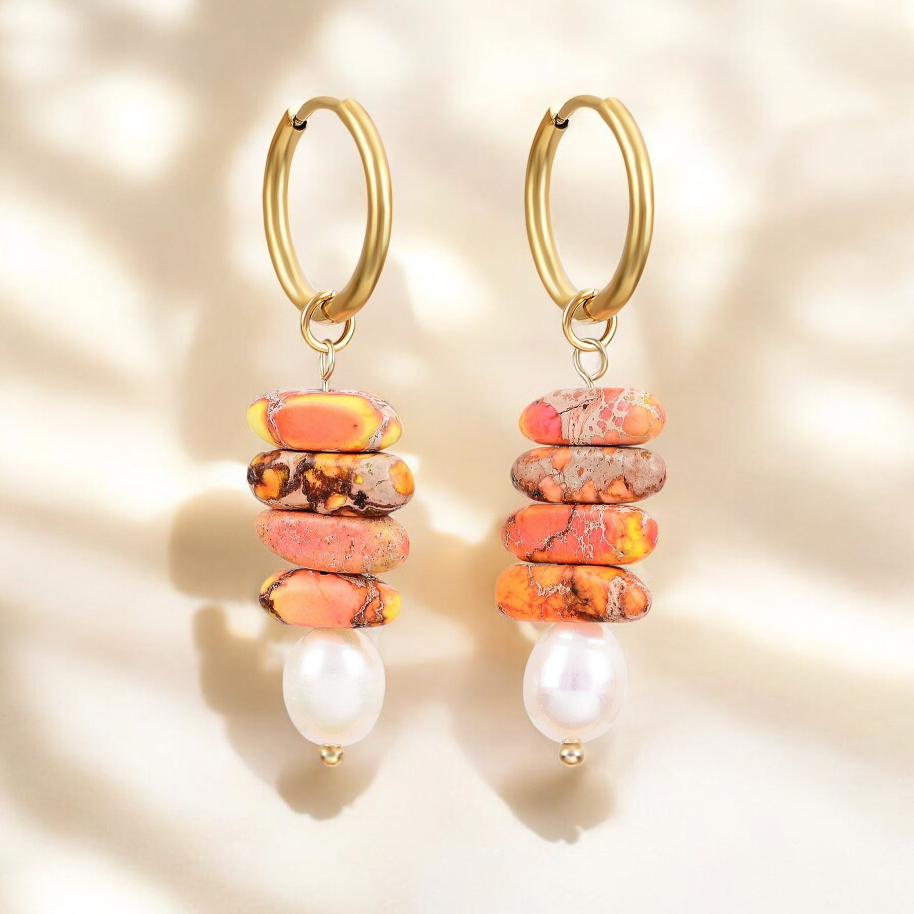 Boucles d'oreilles créoles Ocean Bliss en perle et jaspe aventurine