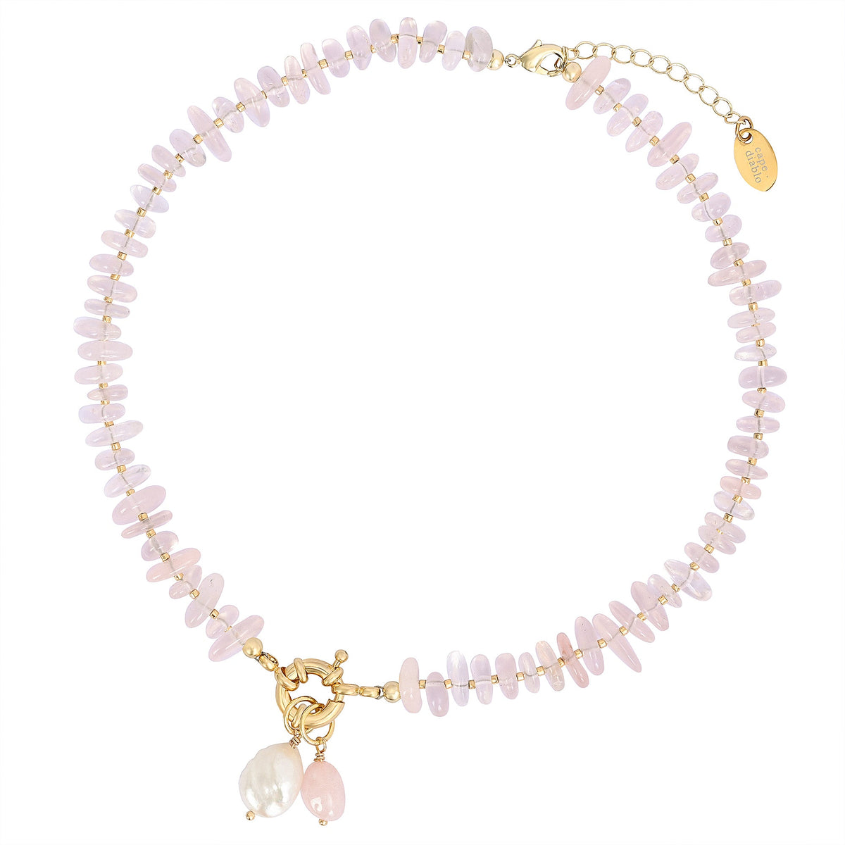 Collier pendentif en quartz rose