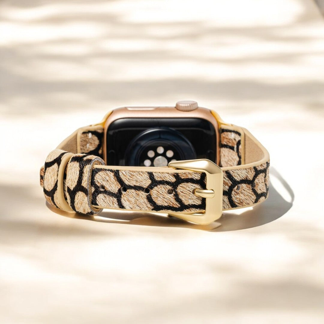 Bracelet Apple Watch en cuir écailles de minuit