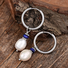 Boucles d'oreilles créoles en perles et agates Golden Grace