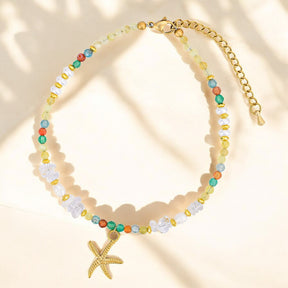 Bracelet de cheville étoile de mer coucher de soleil doré
