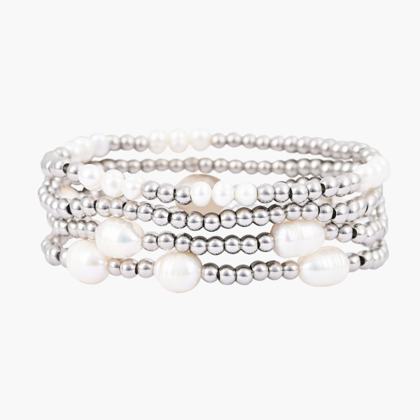 Perlen- und Silberarmband-Set