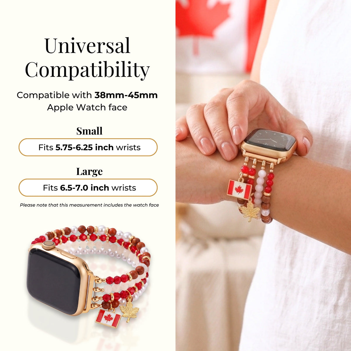 Bracelet extensible Apple Watch en perle d'érable du Canada