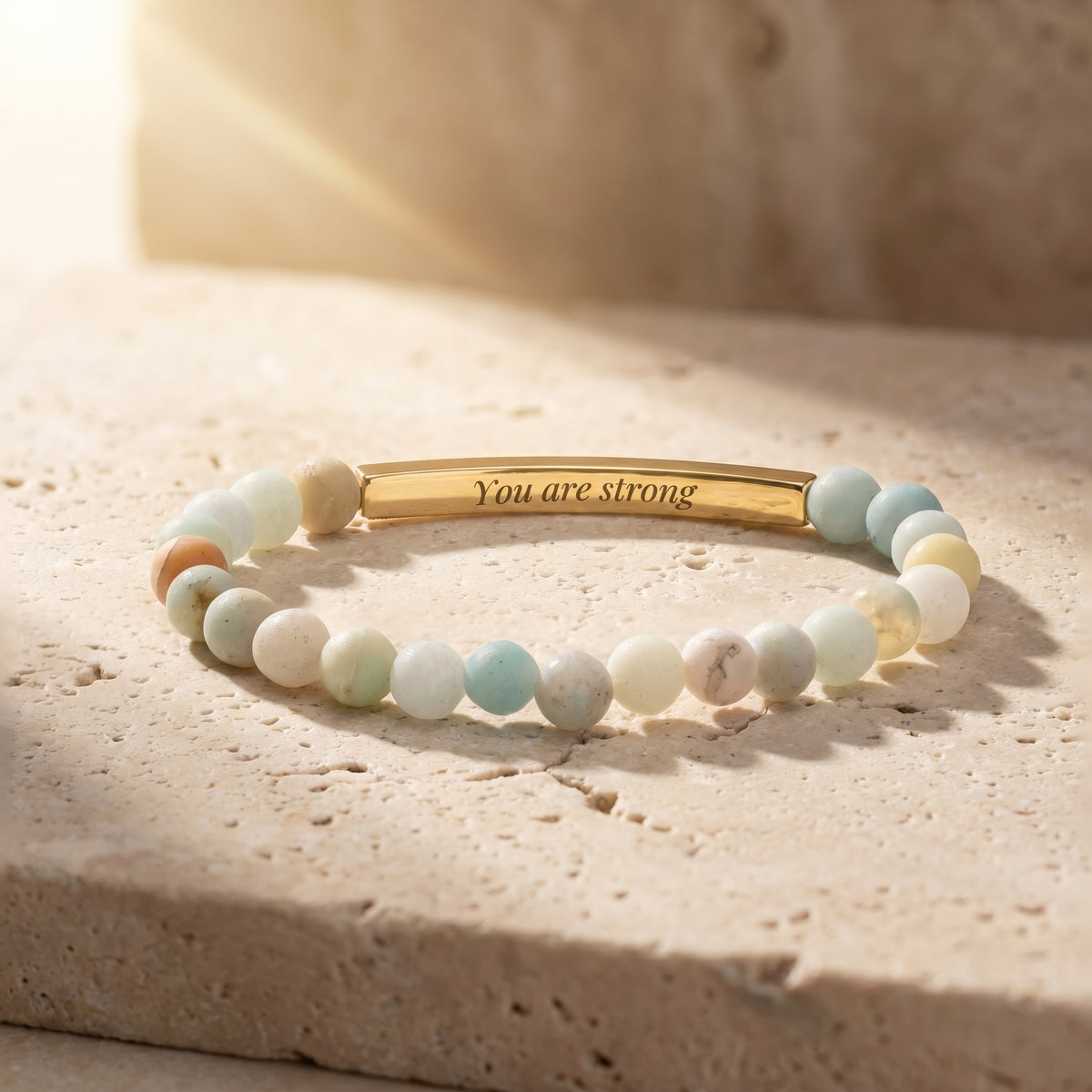Custom engraved natural stone bracelet