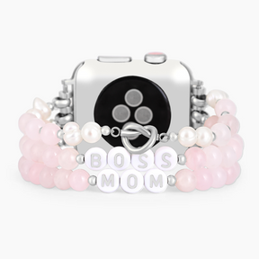 Boss Mom Stretch-Armband Apple Watch in Rosenquarz