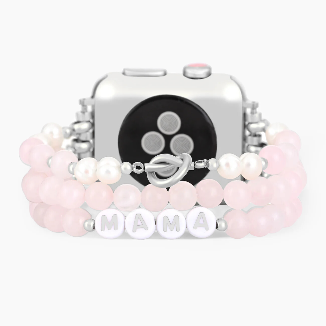 Bracelet Apple Watch extensible à quartz rose Motherly Love
