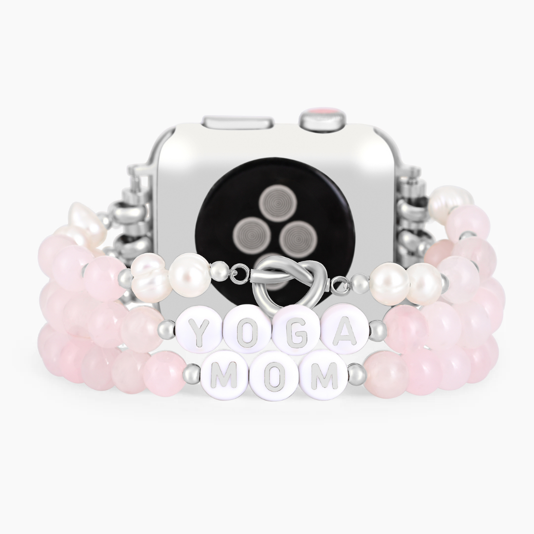 Bracelet Apple Watch extensible à quartz rose Yoga Mom