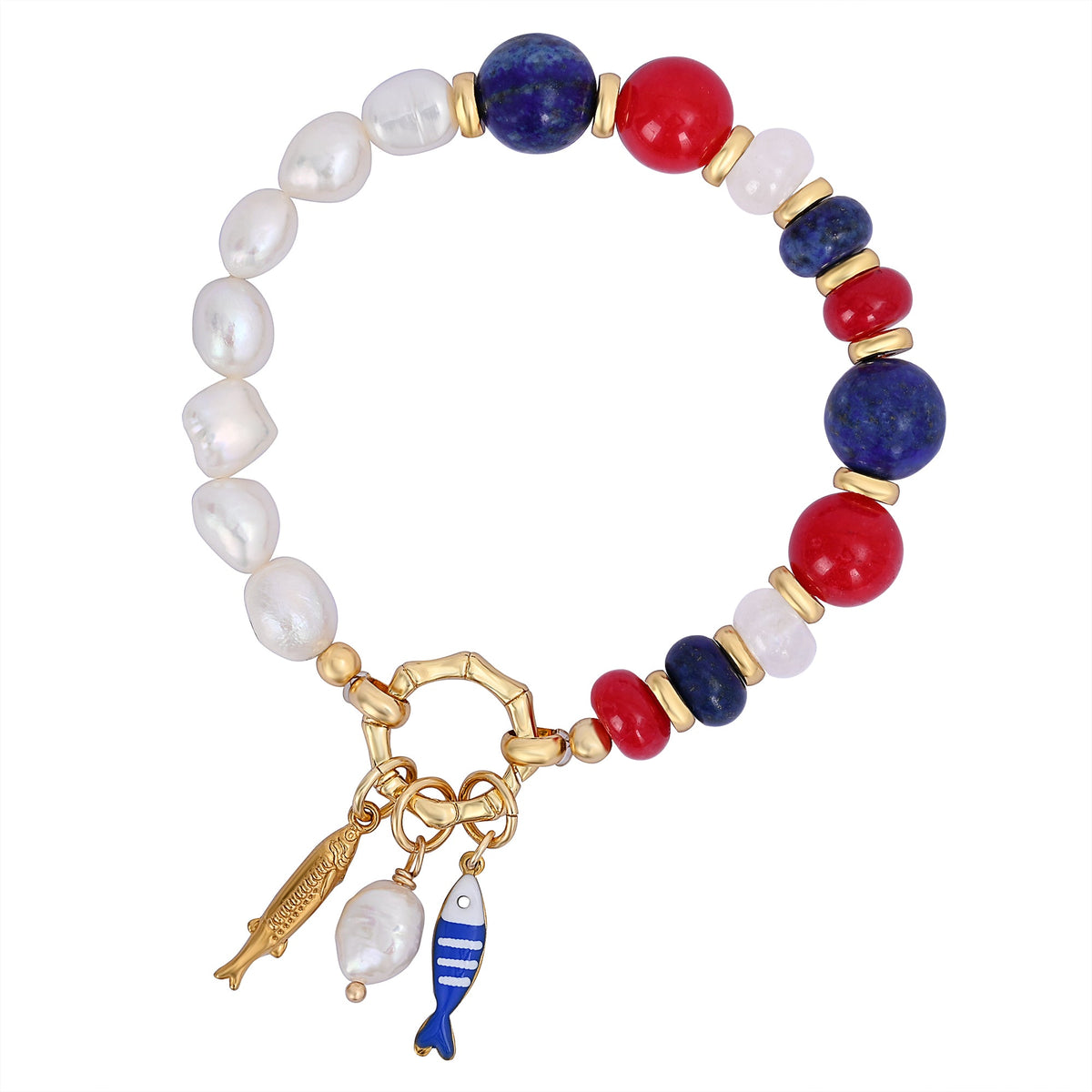 Lapis Perlenanhänger Armband