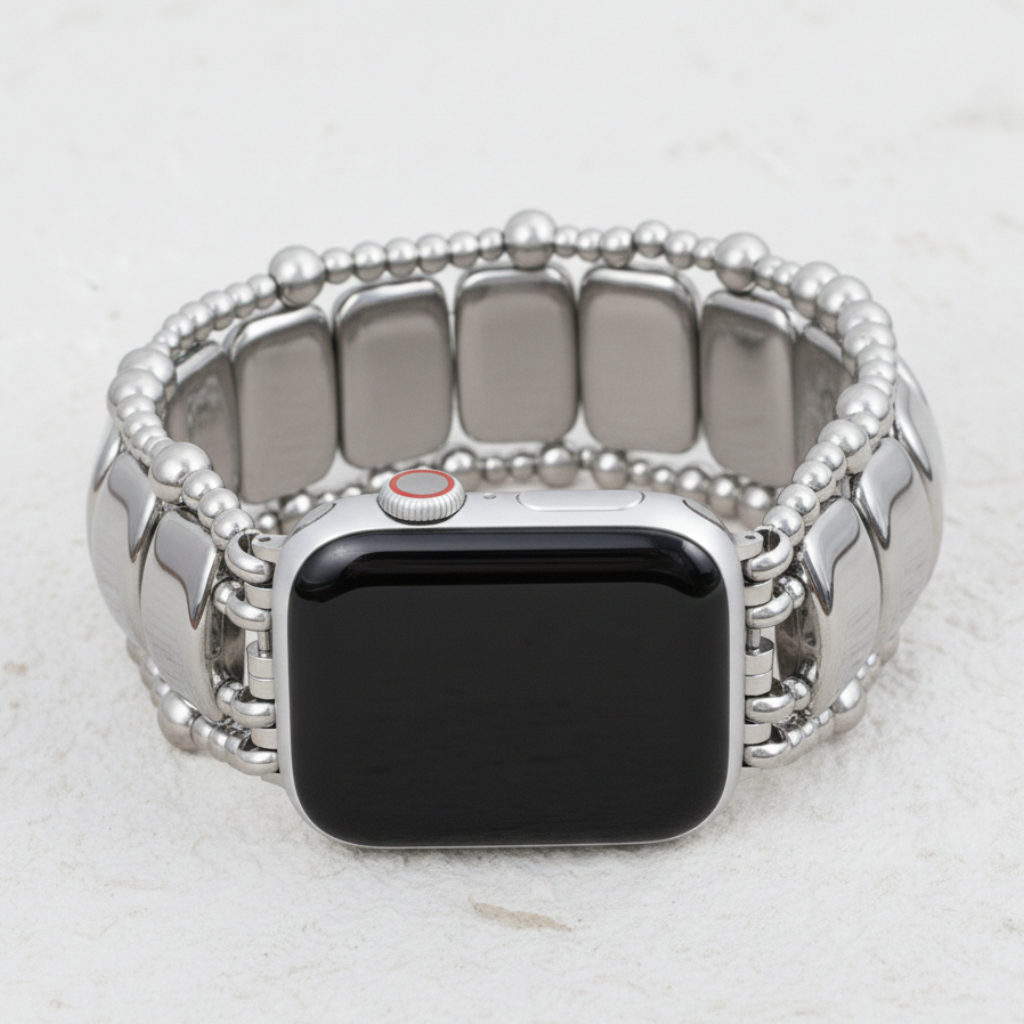 Platin-Schwarz Elastisches Apple Watch Armband