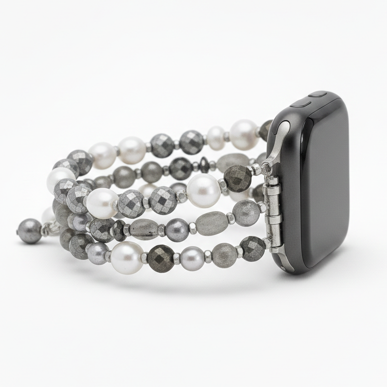 Bracelet extensible perle luxe lunaire pour Apple Watch