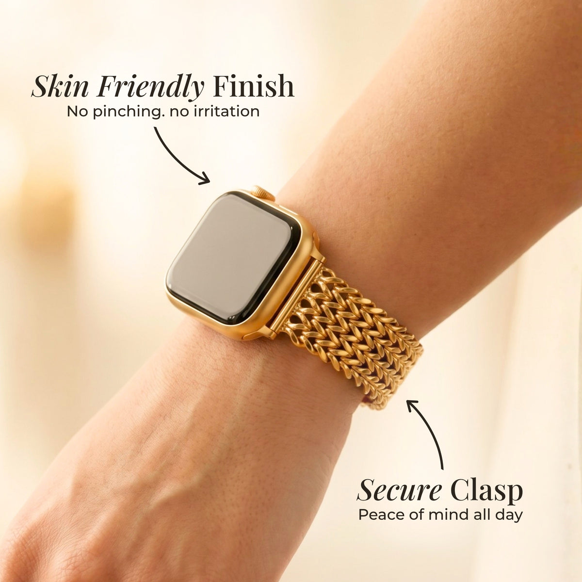 Bracelet Apple Watch de luxe en chaîne dorée