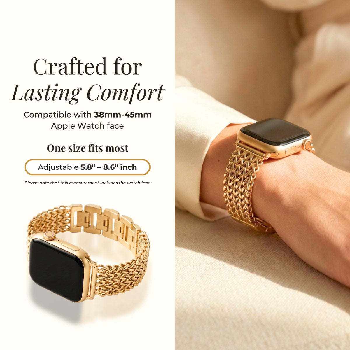 Bracelet Apple Watch de luxe en chaîne dorée
