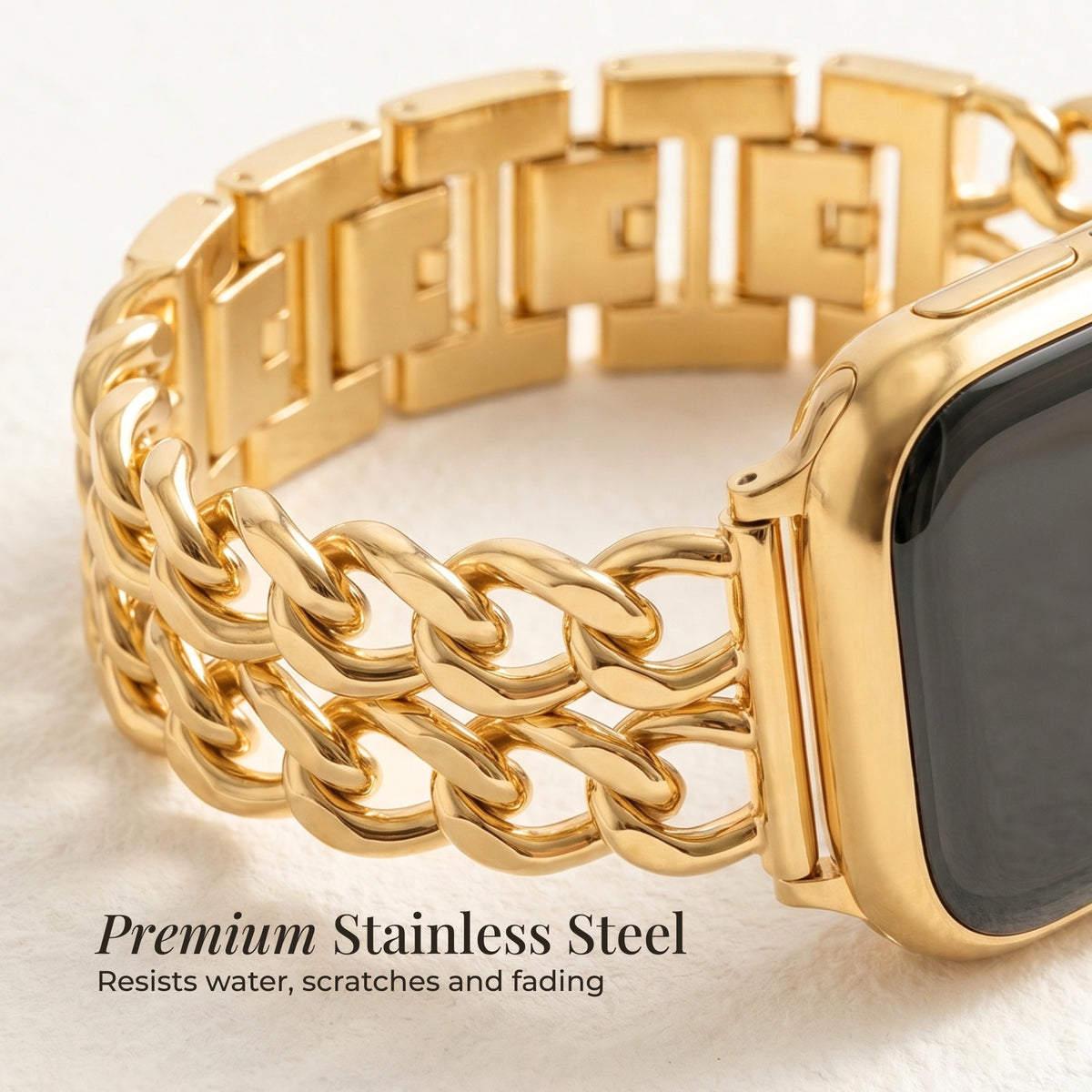 Goldfarbiges Curve Luxusarmband für Apple Watch
