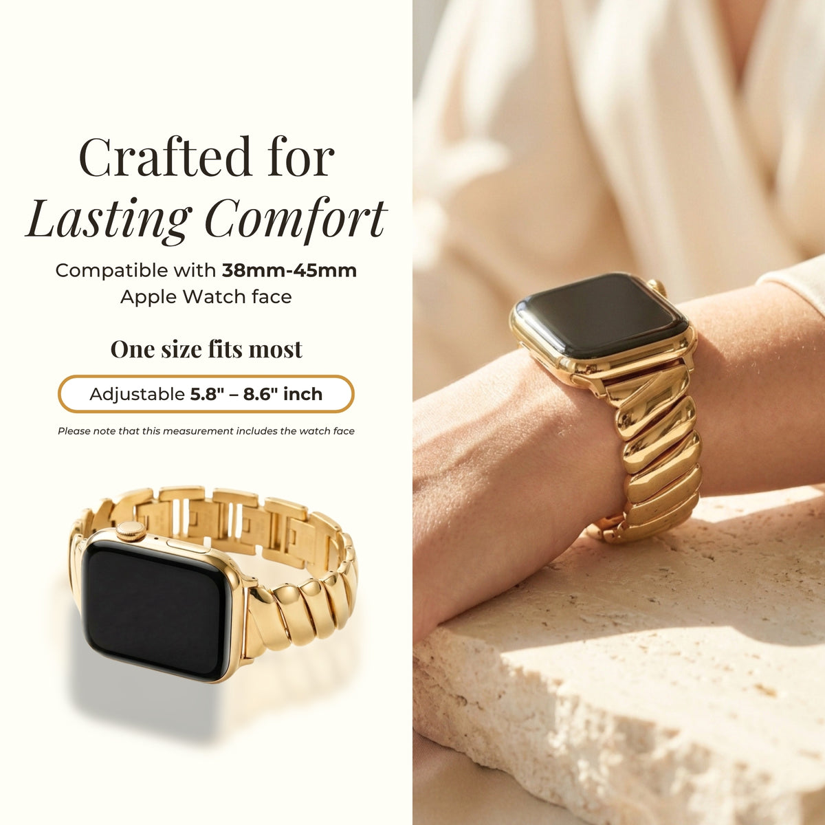 Bracelet de luxe Golden Glamour pour Apple Watch