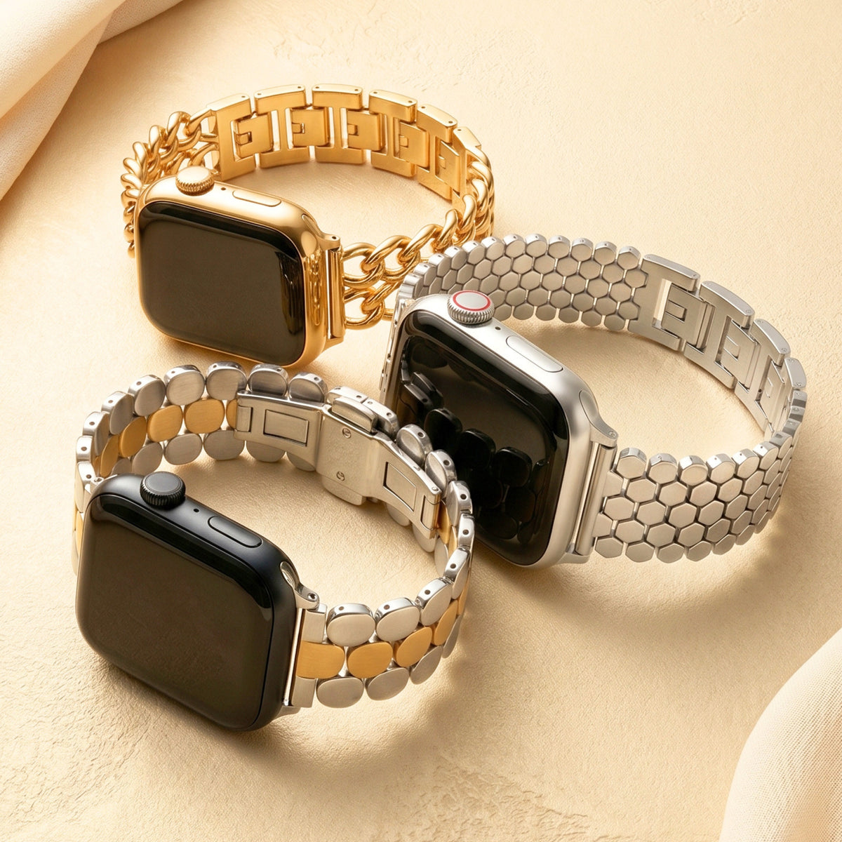Bracelet de luxe Golden Glamour pour Apple Watch