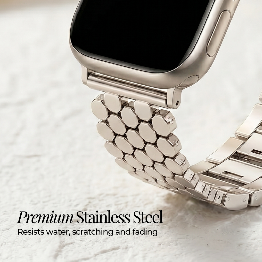 Bracelet Apple Watch de luxe en nid d'abeille argenté