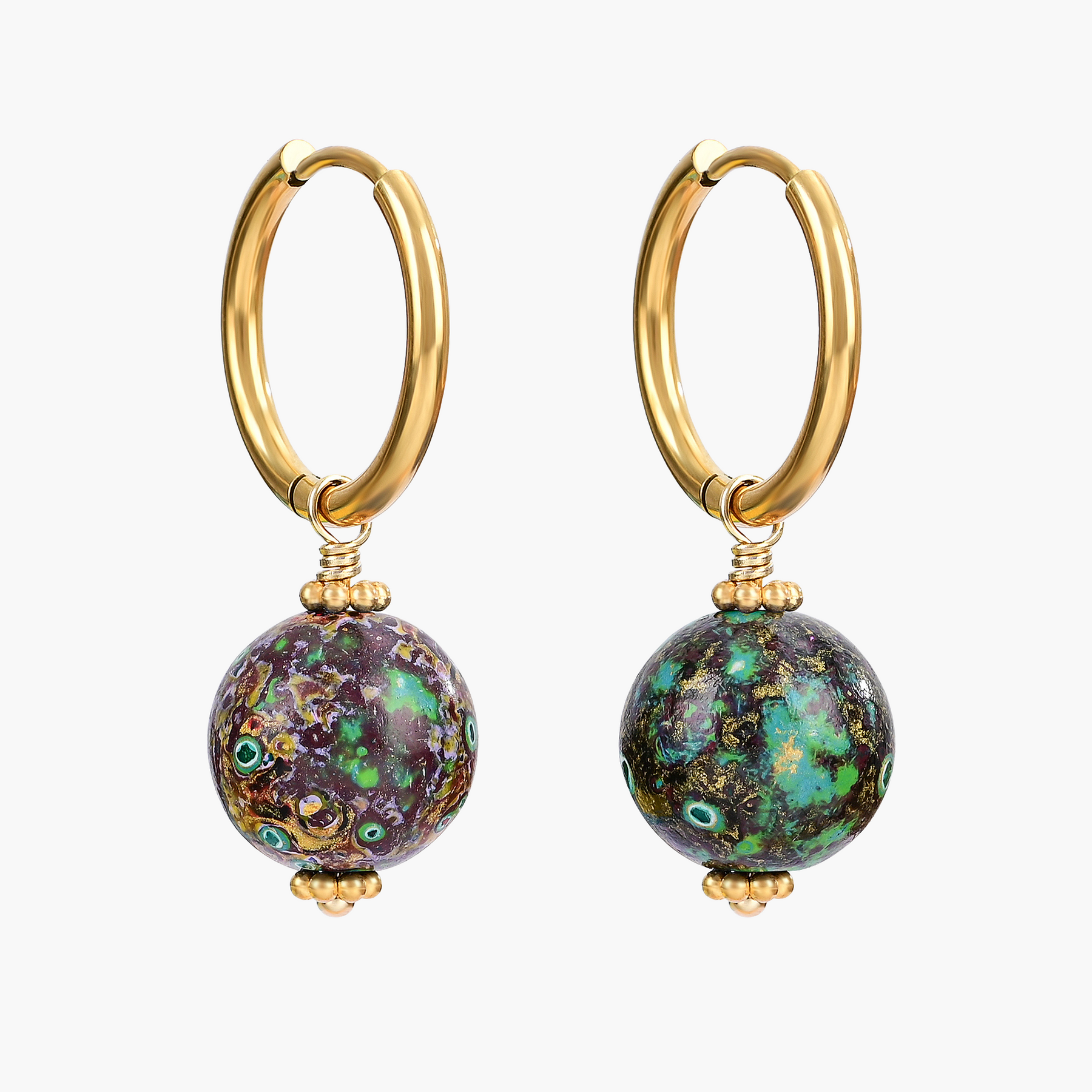 Emerald Eclipse Sprenkel Kugel Creolen