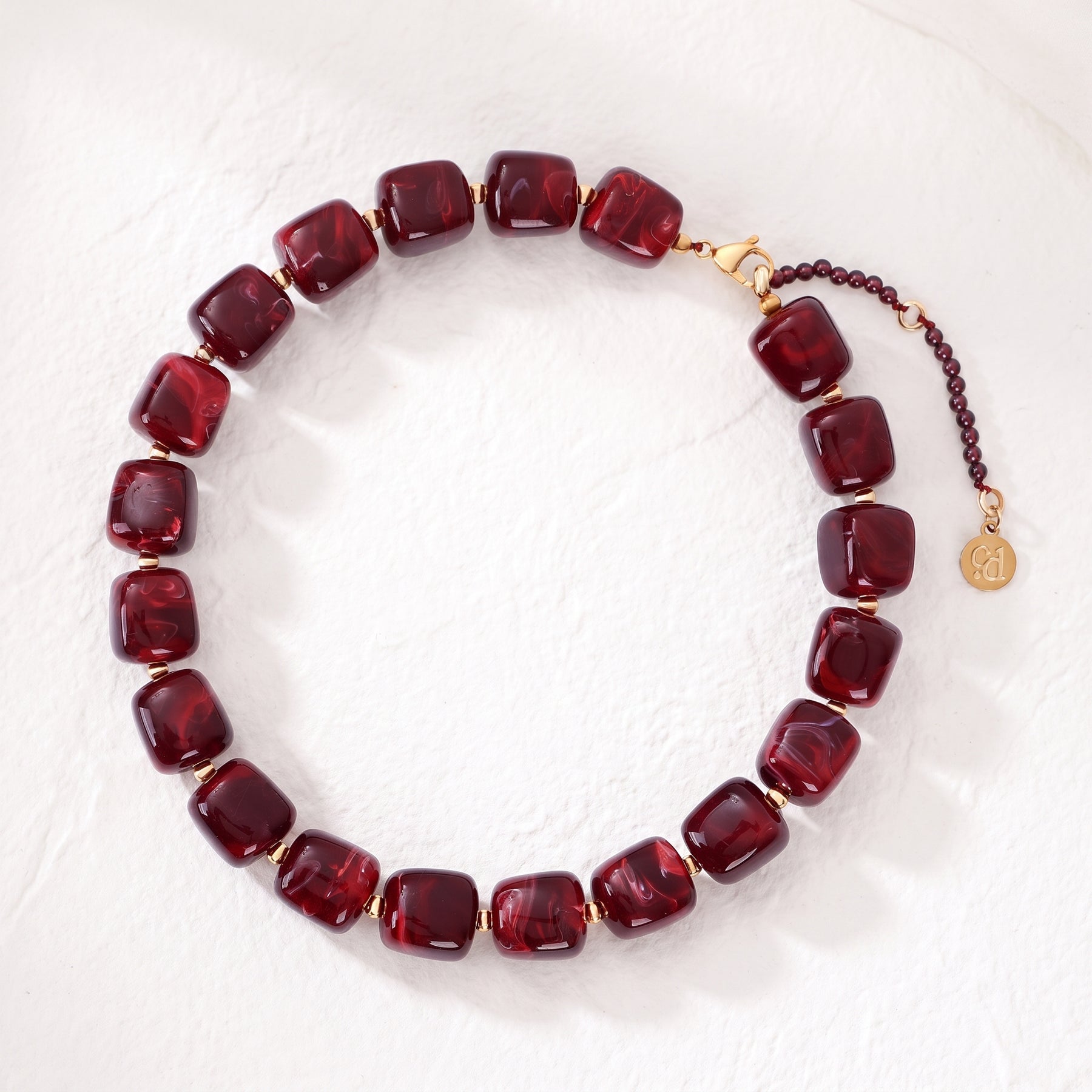 Collier à perles carrées épaisses bleu clair