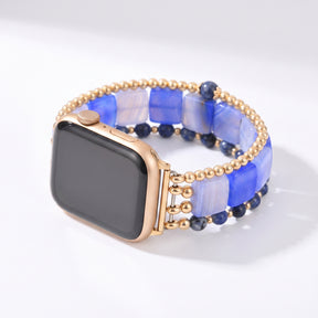 Bracelet Apple Watch extensible en agate Wild Grace argentée