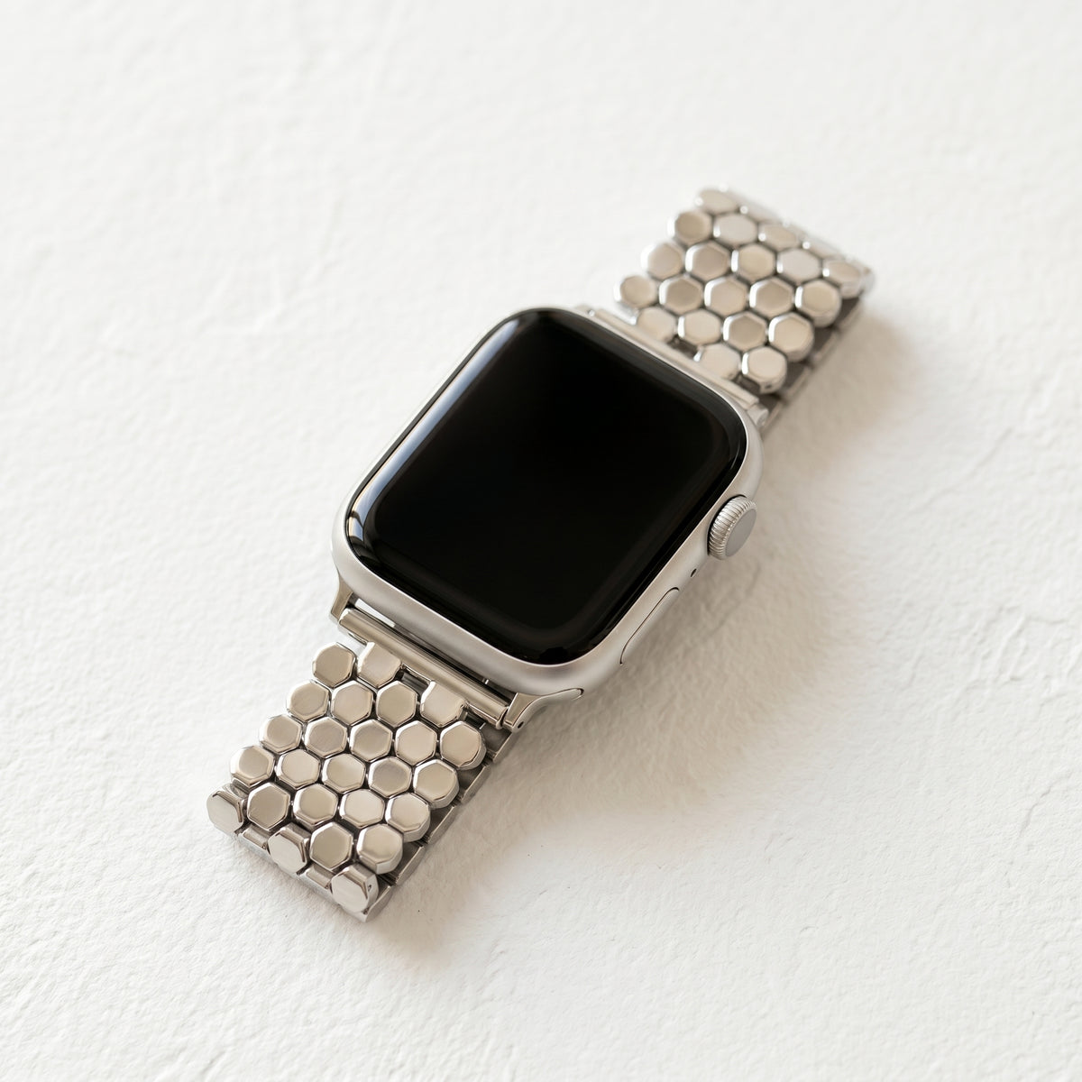 Bracelet Apple Watch de luxe en nid d'abeille argenté