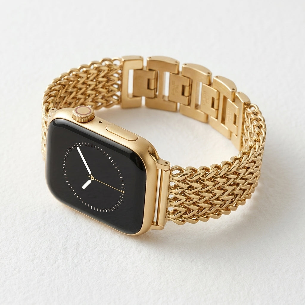 Bracelet Apple Watch de luxe en chaîne dorée