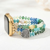 Bracelet extensible Jade Pearl Love MOM pour Apple Watch