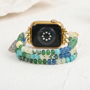 Bracelet extensible Jade Pearl Love MOM pour Apple Watch