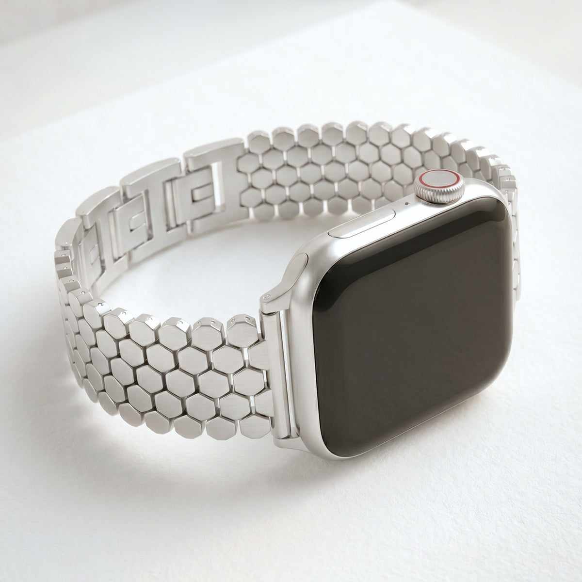 Bracelet Apple Watch de luxe en nid d'abeille argenté