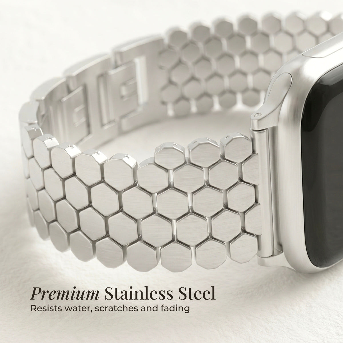 Bracelet Apple Watch de luxe en nid d'abeille argenté