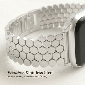 Bracelet Apple Watch de luxe en nid d'abeille argenté