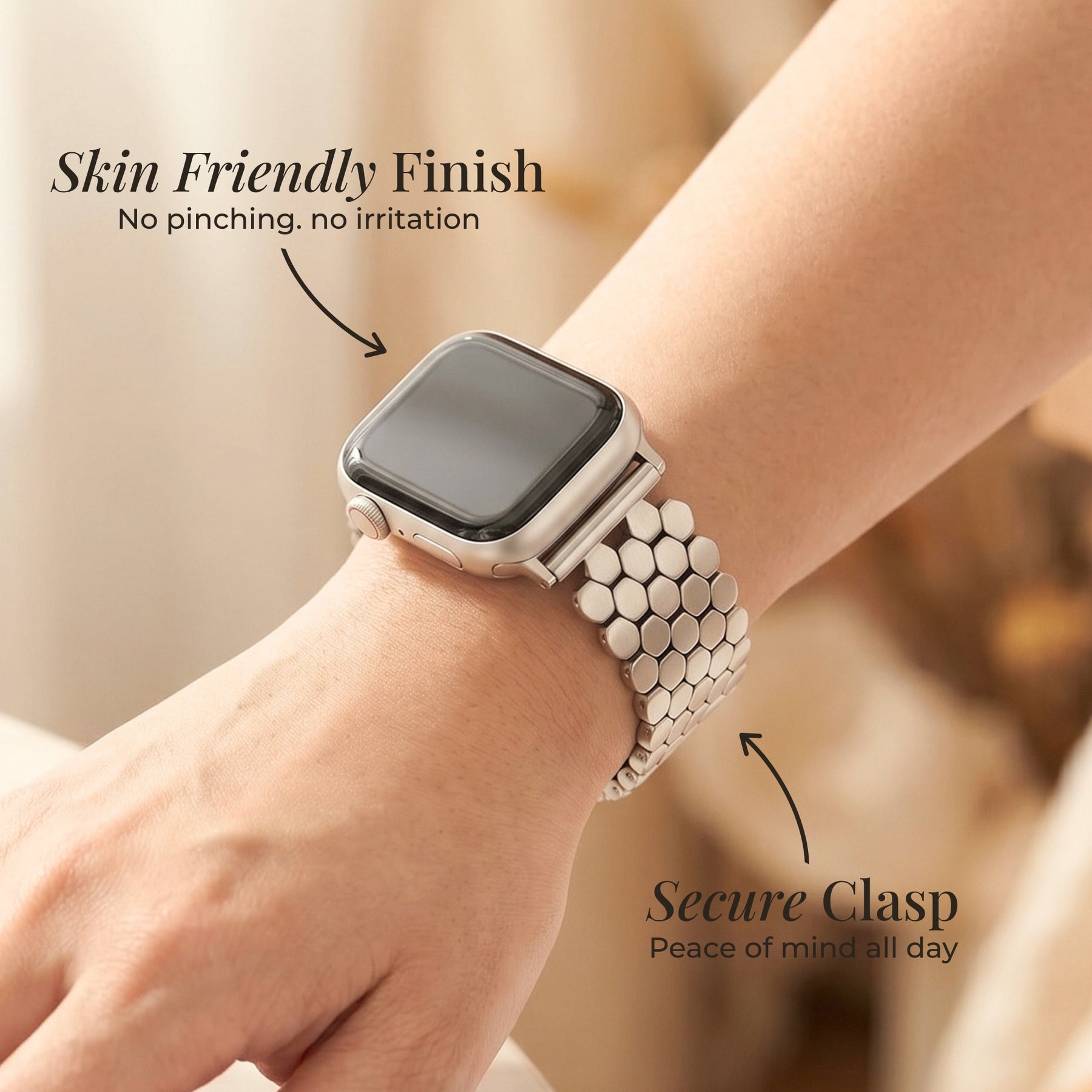 Bracelet Apple Watch de luxe en nid d'abeille argenté