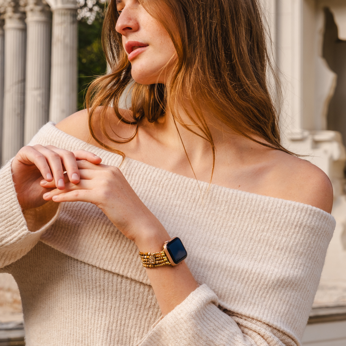 Golden Earth Jasper Stretch Apple Watch Armband