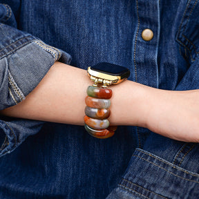 Bracelet Apple Watch en agate dorée au crépuscule