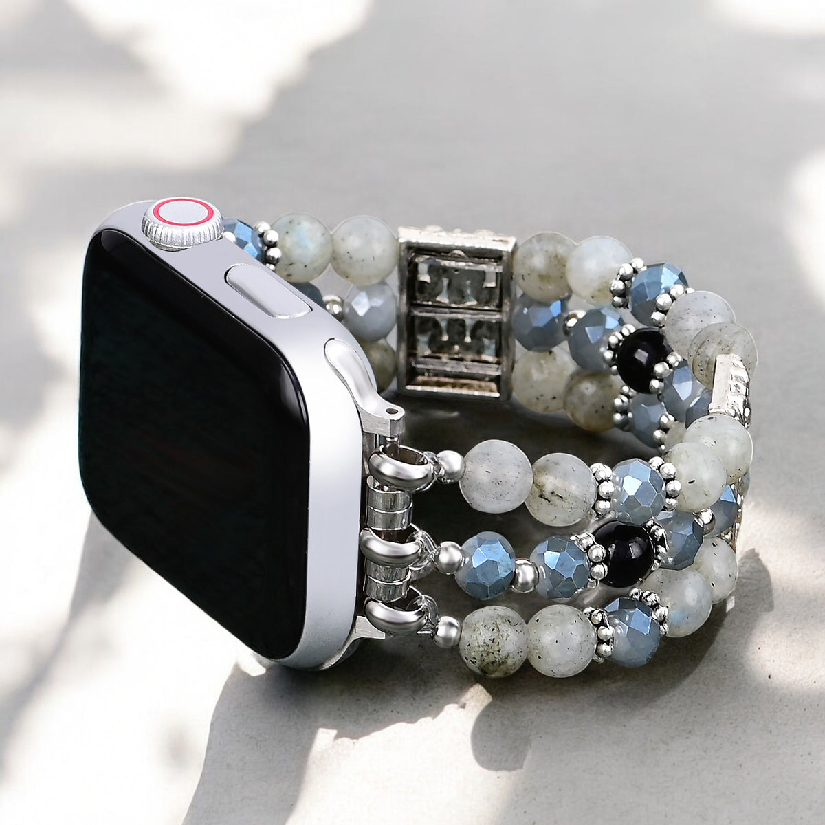 Bracelet extensible artisanal en labradorite indigo pour Apple Watch