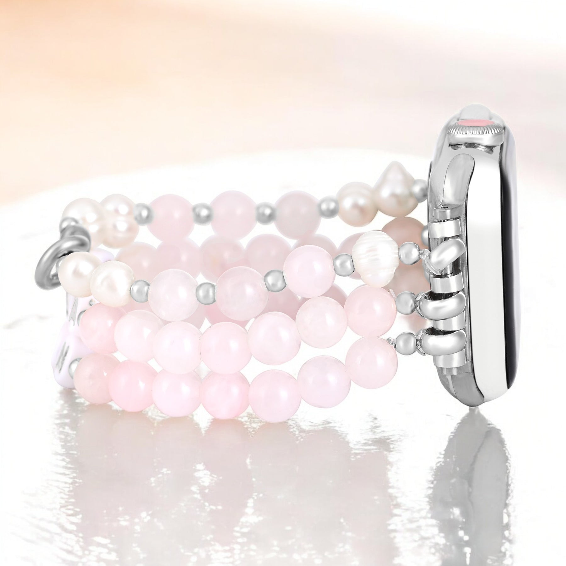 Bracelet extensible Boss Mom en quartz rose pour Apple Watch